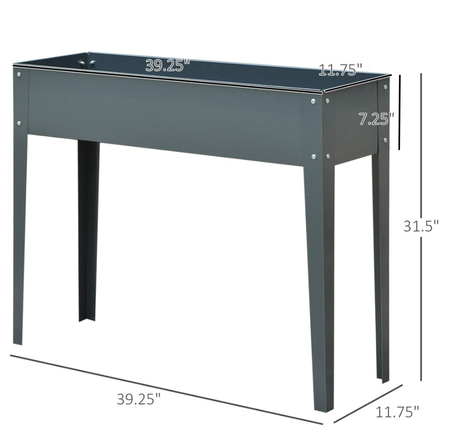 Metal Raised Garden Bed Planter Box 40 X 12 X 32 Dark Grey Durable Outdoor Gardening Solution